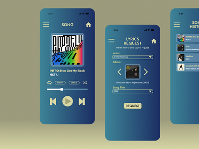 Music App app design design mobile app ui ux