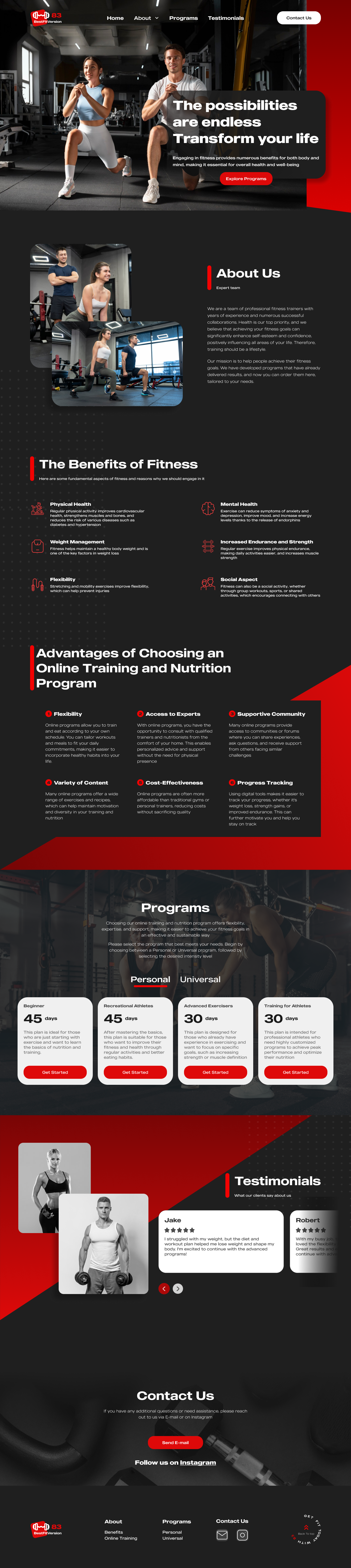 Fitness Website fitness gym landingpage modern design plan program sport traning ui design ux design web website workout