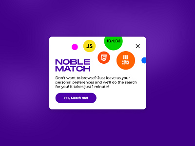 Noble Match pop-up design figma front end hci interface pop up purple simple design ui uiux user interface