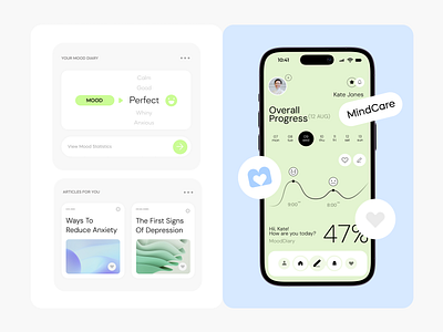 Mood Diary App app design app interaction dairy dashboard design design ui emotion interaction interface mental health mobile mobile app mood psychological social medi ui ux