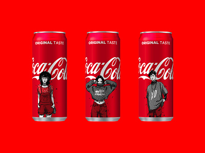 Coca-Cola Cans art cans coca cola cola e girl editorial illustration music package packaging pop product product illustration song yough illusration