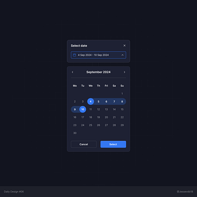 Daily Design 06 | Date Selector carddesign dailyui design figma ui uidesign ux