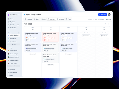 Project Calendar - Dashboard calendar dashboard dashboard design system design token figma keep design system project calendar ui project management project planner visual design work schedule