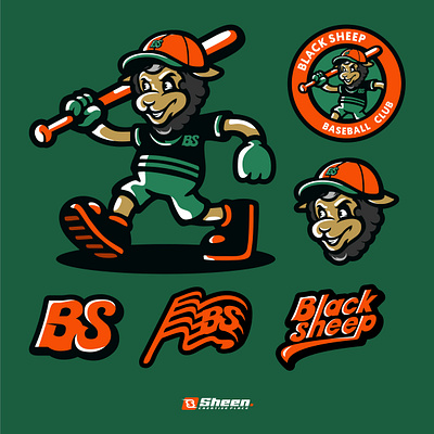 BLACK SHEEP BASEBALL CLUB baseball branding club design esport illustration logo logo design logodesign logosport mascot character mascotlogo