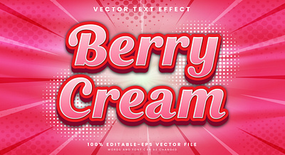 Berry Cream 3d editable text style Template dairy