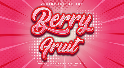 Berry Fruit 3d editable text style Template dessert