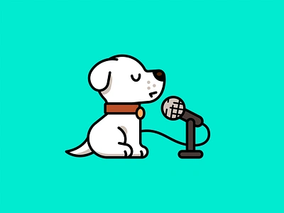 Cute Dog Singing bark branding cartoon character dog flat funny graphic design illustration logo love mascot microphone outline podcast puppy sing singing talk vector