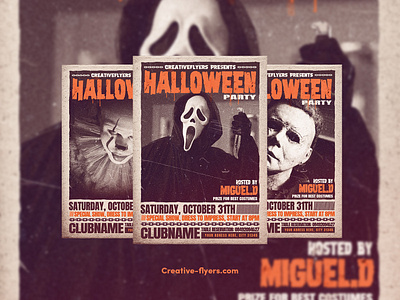 Retro Halloween Poster Design creative creativeflyer creativeflyers flyer templates ghostface graphic design halloween flyer halloween party horror horror movie poster poster retro poster