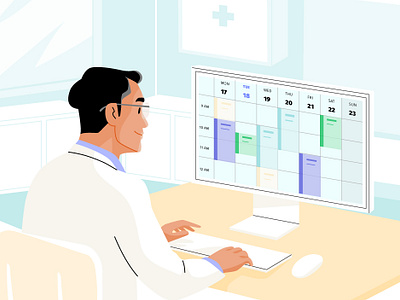 Medical schedule app calendar character clinic design doctor graphic hospital illustration medic medical pastel people schedule vector woman