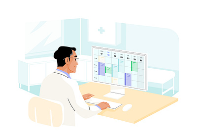 Medical schedule app calendar character clinic design doctor graphic hospital illustration medic medical pastel people schedule vector woman