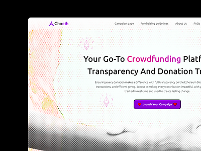 Chaeth (A web3 crowdfunding platform) blockchain crowdfunding crowdfunding crowdfunding landing page crypto landing page desktop design ui design web3 crowdfunding web3 landing page