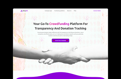 Chaeth (A web3 crowdfunding platform) blockchain crowdfunding crowdfunding crowdfunding landing page crypto landing page desktop design ui design web3 crowdfunding web3 landing page