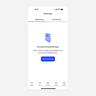 Empty State Shot 🔵 app appdesign blue booking bookings branding dailyui design designshot empty emptystate figma illustration ios logo stay travelling ui ux vacation