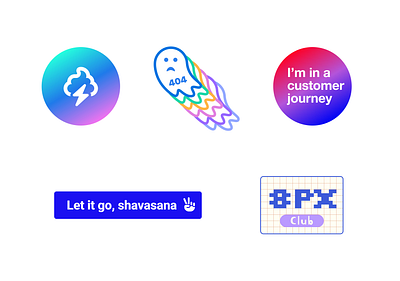 Stickers inspiration 8px brainstorming button club customer journey error 404 ghost stickers ux