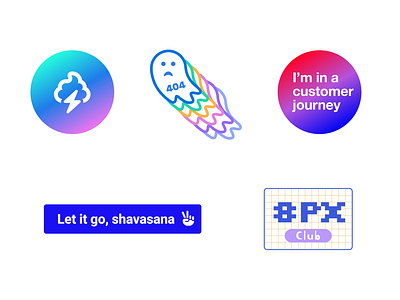 Stickers inspiration 8px brainstorming button club customer journey error 404 ghost stickers ux