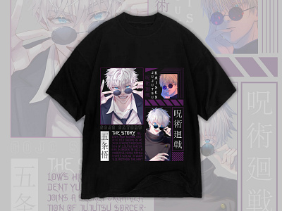 Anime T-Shirt Design, Custom T-Shirt Design. amine anime shirt anime t shirt anime vector apparal custom custom t shirt design free t shirt free t shirt design free t shirt design mockup free tee gojo graphic design illustration jujutsu jujutsu kaisen saturo saturo gojo trendy