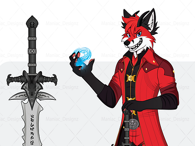 Dharma Fox in Devil May Cry Dante's Awakening Armor commissionsopen custom furry art devil may cry dharma fox digital art fox art fox custom art fox furryart fox fursona fox in devil may cry suit furry artist maniac designz red fox sword design