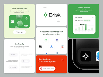 Brisk – Smarter Financial Management for Modern Businesses ae after effects animation app branding design fintech illustration logo mvp payments payments app prototype ui ux