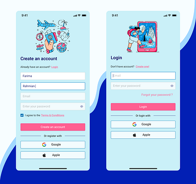 Sign Up & Login Mobile App animation design graphic design hike hiking login sign in sign up travel travel agency ui ux