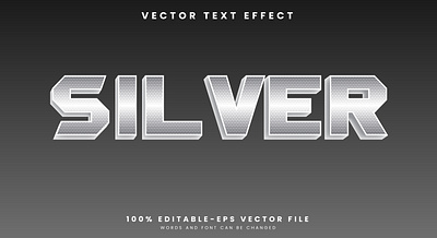 Silver 3d editable text style Template future