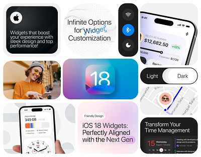 iOS 18 Widgets (Case Study) apple bento calendar case study component concept crypto design illustration ios mobile music uber ui uiux user experience user interface ux visual design widget