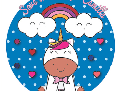 Save the date for Camilla baby card cloud decoration newborn card rainbow unicorn vector design