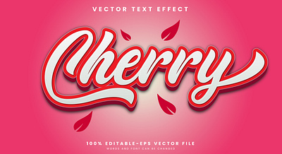 Cherry 3d editable text style Template fresh fruit