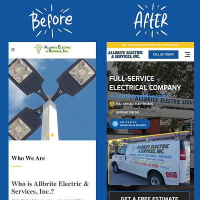 AllBrite Electric & Service's Before & After branding design graphic design illustration logo ui ui design uidesign uiux web design webdesign website design websitedesign wordpress wordpress design wordpress website wordpressdesign