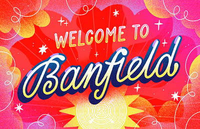 Banfield onboarding card calligraphy handwriting procreate red texture type typography welcome