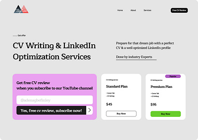 A CV optimization website hero page. figma product design ui ui design ux website design