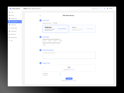 After-sales service form clean design flat form saas service ui ux website