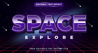 Space Explore 3d editable text style Template glow