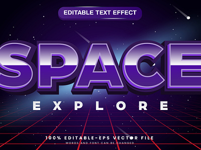 Space Explore 3d editable text style Template glow