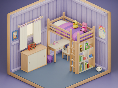 Game "Unpacking" in 3D 3d 3dart 3dartist 3dmodel 3dmodeler 3dmodels art blender cozy cute3d cuteart duck game gameart isometricroom pig props room unpacking witchbeam