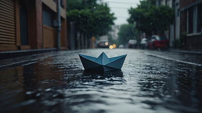 A Boat of Paper Floating on River vessel