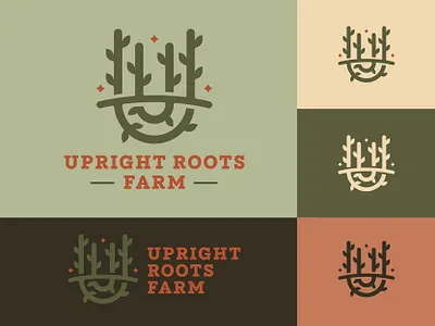 Upright Roots Farm Approved Logo Design brand branding color palette concept creative design farm graphic design identity logo logo lounge logo system roots u upright
