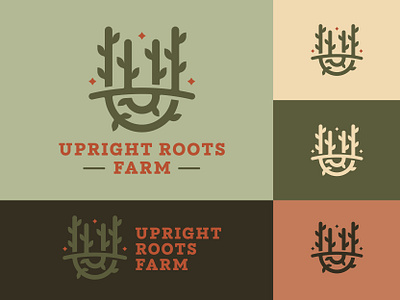 Upright Roots Farm Approved Logo Design brand branding color palette concept creative design farm graphic design identity logo logo lounge logo system roots u upright