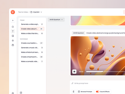 AIVID STUDIO - AI Video Dashboard ai ai video ai video dashboard ai video generator clean dashboard dashboard design generate video image to video minimalist modern product design text to video ui ui design ux video video editing web dashboard