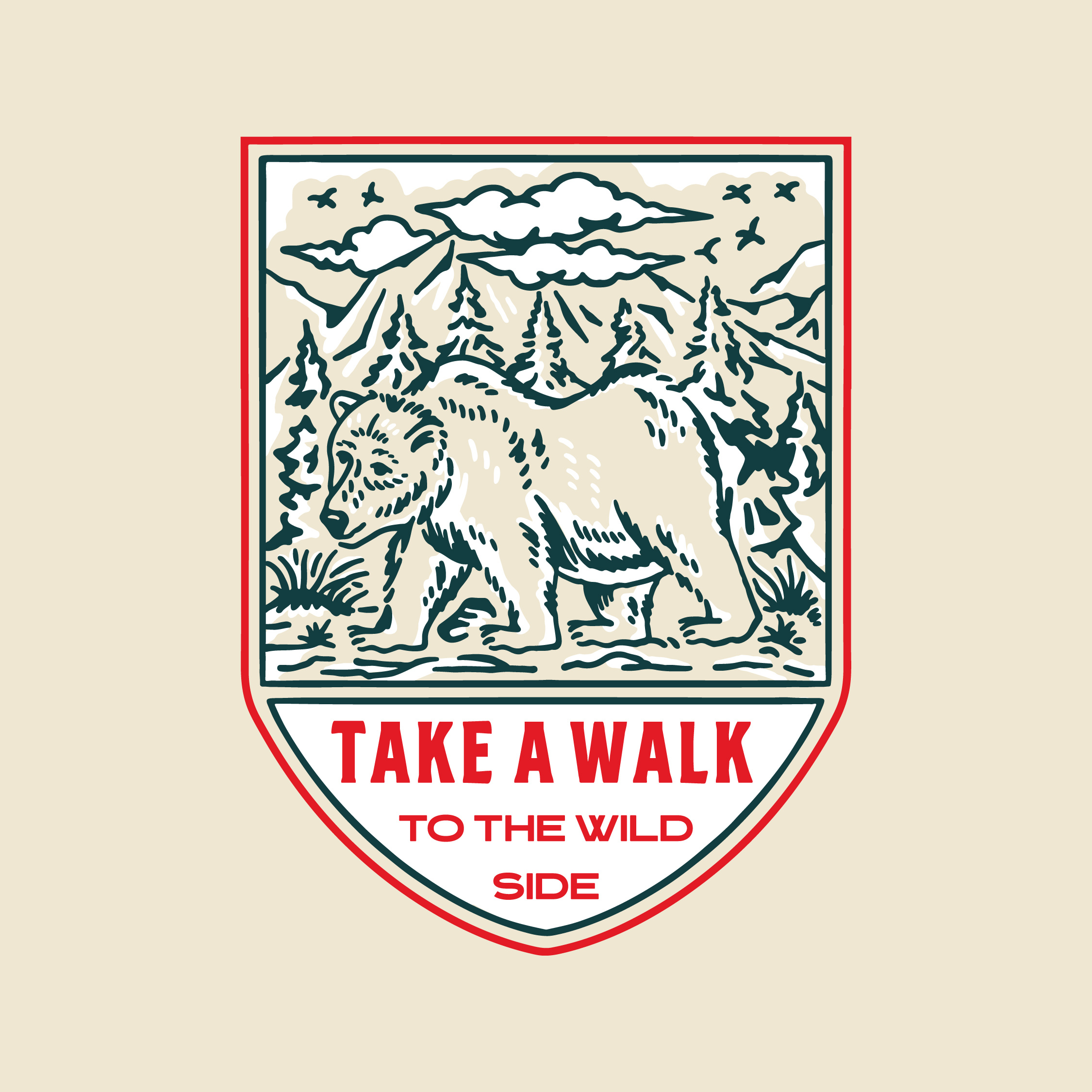 Take A Walk apparel brand apparel design arwork badge design bear design branding designer graphic design hanmade hunting label design logo outdoor outdoor apparel retro design vintage design vintage graphic