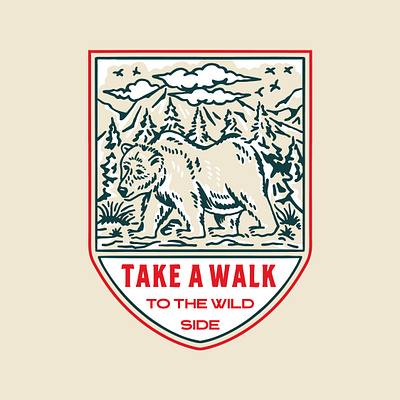 Take A Walk apparel brand apparel design arwork badge design bear design branding designer graphic design hanmade hunting label design logo outdoor outdoor apparel retro design vintage design vintage graphic