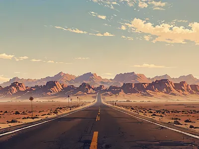 Desert Road with Distant Mirage journey