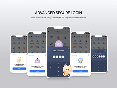 Log-in Options for Mobile Banking authorization access face scan feature finger print login login login for mobile banking login template secure login ui login features