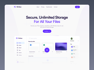 Nimbus - Saas Landing Page Design branding creative design desktop dribbble graphic design home page inspiration landing page saas software ui ui design uiux ux ux design web design web page website