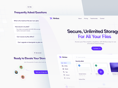 Nimbus - Saas Landing Page Design branding creative design desktop dribbble graphic design home page inspiration landing page saas software ui ui design uiux ux ux design web design web page website