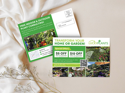 Plant & Garden Postcard Design | Eco-Friendly Green Marketing Ca botanical postcard eco friendly postcard eco marketing print garden marketing card gardening flyer design green brand postcard landscaping service card nature inspired mailer nursery promotional postcard plant postcard design