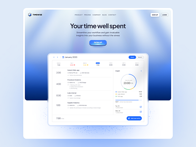 Hero design for time management tool elegant futuristic hero langding page minimal pm saas web design