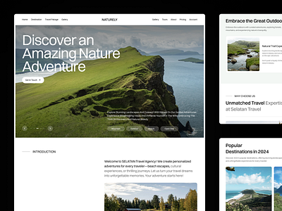 NATURELY - Travel Landing Page adventure agency agency website clean design destination hiking holiday landing page mountain travel travel agency traveling ui ui design ux vacation web web design website