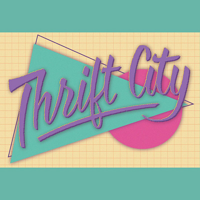 Lettering piece for a magazine headline: Thrift City 1980s 1990 article brush lettering editorial graphic design hand lettering headline lettering magazine magazine design newspaper retro retro lettering thrift