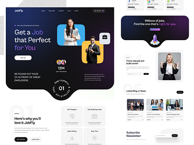 Job Portal Website Landing Page brand design classic ui clean ui design finder home page job job finder web ui job finding website job portal job portal website job search job website mordern remote work. ui ui trend ui trend 204 web design website design