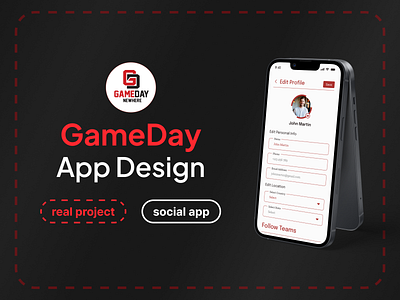 Social Sports App Design for GameDay app design app ui app ux figma figma app figma design social app sports app ui ui design ux ux design